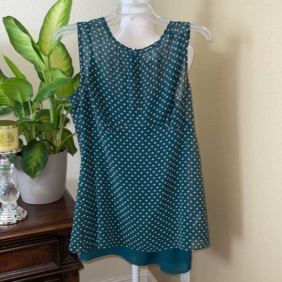 Cabi 3784 Flirt Top with Cami Dot Green Blouse Career Small - Picture 2 of 4